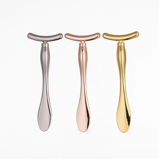 Herramienta cosmética del masaje facial de la cuchara del maquillaje del cuidado de la piel de la espátula de la crema del ojo del metal del oro del logotipo personalizado
